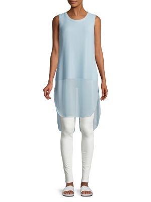 H Halston Overlay Crepe Sheer Tunic