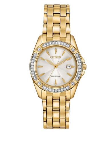 Citizen Goldtone Stainless Steel And Crystal Watch