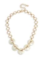 Robert Lee Morris Soho Mosaic Geometric Goldtone And White Mother-of-pearl Link Necklace