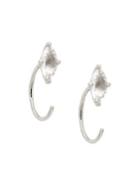Nadri Silvertone & White Topaz Hook Earrings