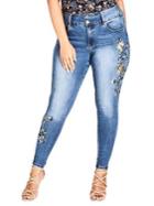 City Chic Plus Floral Love Skinny Jeans
