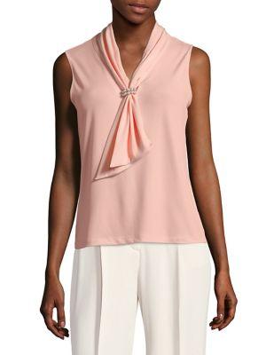 Karl Lagerfeld Paris Sleeveless Neck Tie Blouse