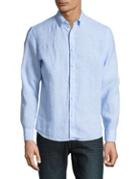 Black Brown Weekend Striped Linen Button-down Shirt