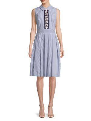 Ivanka Trump Stripe Sleeveless Shirtdress