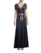 Adrianna Papell Embellished A-line Gown