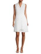 Donna Karan Sleeveless Polka Dot Fit-&-flare Shirtdress