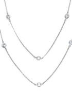 Crislu Classic Crystal, Sterling Silver And Platinum Bezel Multi-strands Necklace