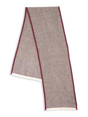 Black Brown Herringbone Contrast Border Cashmere Scarf