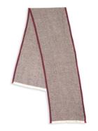 Black Brown Herringbone Contrast Border Cashmere Scarf
