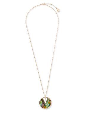 Vince Camuto Psychotropical Fashion Fringe Crystal And Leather Pendant Necklace