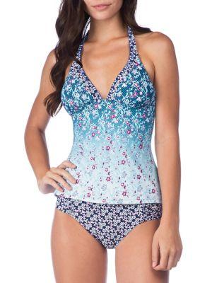 Lucky Brand Tile To Bloom Halter Tankini Swim Top