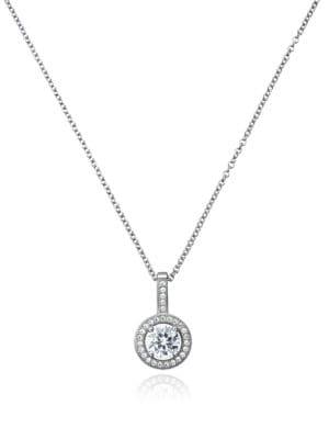 Crislu Brilliant Pendant Sterling Silver Halo Necklace