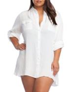 Lauren Ralph Lauren Plus Button Front Camp Shirt Coverup