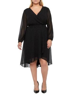 Addition Elle Michel Studio Plus Empire Waist Studded Long Sleeve Dress