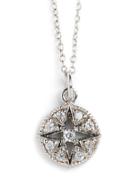 Lord & Taylor Sterling Silver And Cubic Zirconia Compass Pendant Necklace