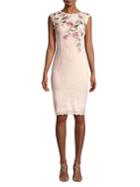 Adrianna Papell Embroidered Short Lace Dress