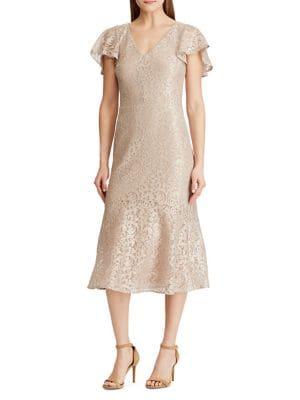 Lauren Ralph Lauren Lace Cocktail Midi Dress
