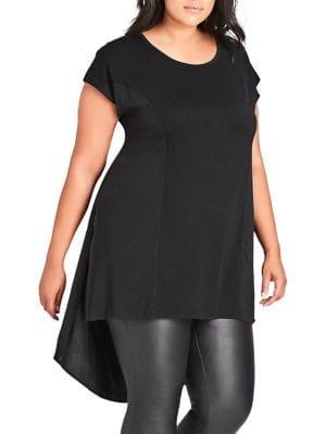 City Chic Plus Side Split Roundneck Top