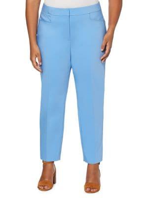 Rafaella Plus Plus Slant-pocket Satin Twill Ankle Pants