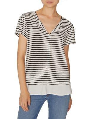 Sanctuary Striped Split Neck Tee