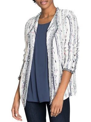 Nic+zoe Petite Harmony Tweed Fringe Trim Jacket