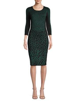 Gabby Skye Leopard Printed Sheath Dress
