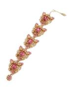 Miriam Haskell Pink Stone Cluster Flex Bracelet