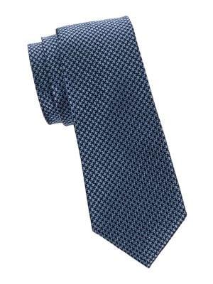 Black Brown Houndstooth Slim Silk Tie