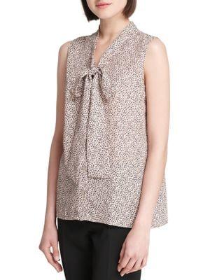 Donna Karan Printed Self-tie Top