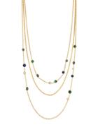 Botkier New York Cubic Zirconia, Lapis Lazuli And 12k Gold-plated Three-row Necklace