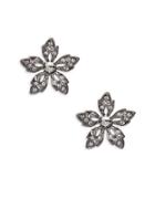 Gerard Yosca Crystal Pave Gunmetal Flower Stud Earrings