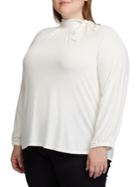 Lauren Ralph Lauren Plus Tie-neck Jersey Top