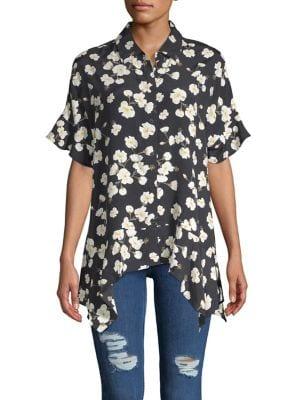Lord & Taylor Sofia Floral Asymmetric Shirt