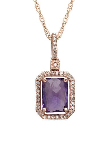 Lord & Taylor Amethyst, Diamond And 14k Rose Gold Pendant Necklace