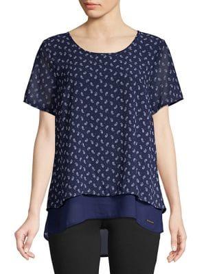 Michael Michael Kors Petite West Dot Layered Top