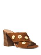 Michael Kors Collection Brianna Studded Suede Crisscross Mules