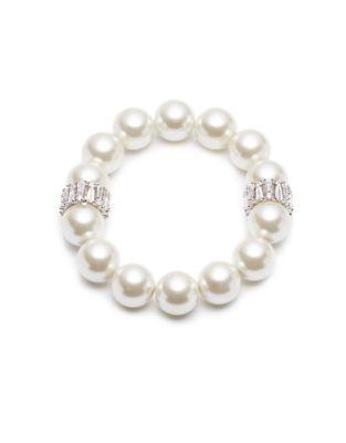 Carolee Pearl Premier 14mm Pearl And Crystal Bracelet