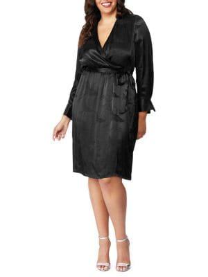 Rebel Wilson X Angels Plus Jacquard Faux Wrap Dress