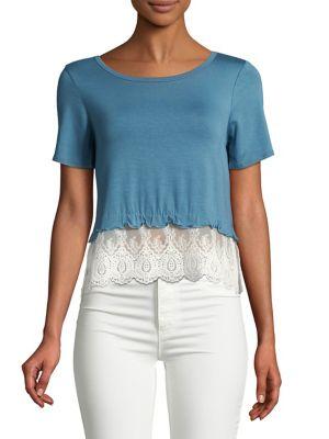 Design Lab Lord & Taylor Lace Hem Short-sleeve Top