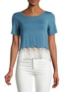 Design Lab Lord & Taylor Lace Hem Short-sleeve Top