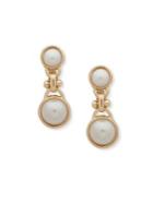 Anne Klein Faux Pearl Double Drop Clip-on Earrings