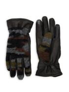 Black Brown Camouflage-print Faux Fur-lined Gloves