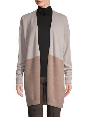 Lord & Taylor Colorblock Open-front Cashmere Cardigan