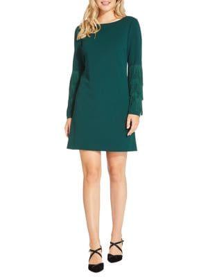 Adrianna Papell Fringe Long Sleeve Shift Dress