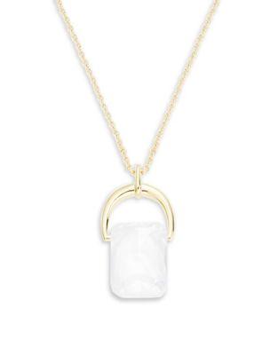 H Halston Cz Panel Knocker Crystal And Pendant Necklace