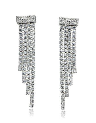 Lord & Taylor Sterling Silver And Cubic Zirconia Waterfall Earrings