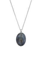 Lucky Brand Talisman Trends Reversible Silvertone, Mother-of-pearl & Black Agate Pendant Necklace