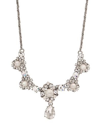 Marchesa 16-inch Rhodium, Silver-plated Frontal Pendant Necklace