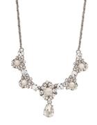 Marchesa 16-inch Rhodium, Silver-plated Frontal Pendant Necklace