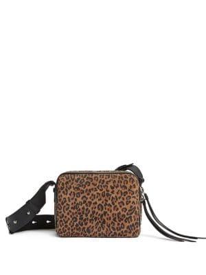 Allsaints Vincent Leopard Calf Hair And Leather Crossbody Bag